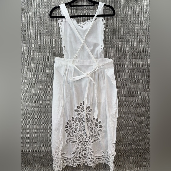 Handmade Battenburg Vintage Linen Apron Victorian Maid size M/L - Picture 3 of 12